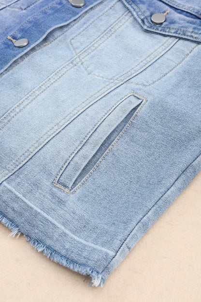 Distressed-Jeansjacke mit Knopfleiste und überschnittenen Schultern