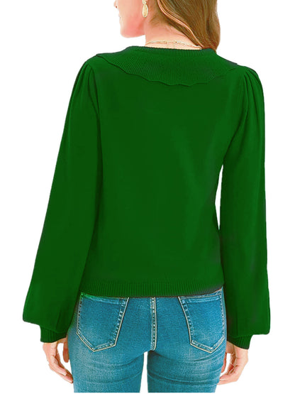 Langärmlige Strickjacke mit Kragen und Knopfleiste