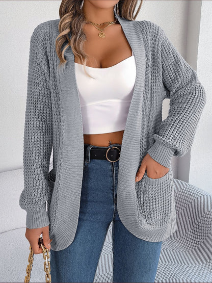 Strickjacke mit offenen Ärmeln und Taschen