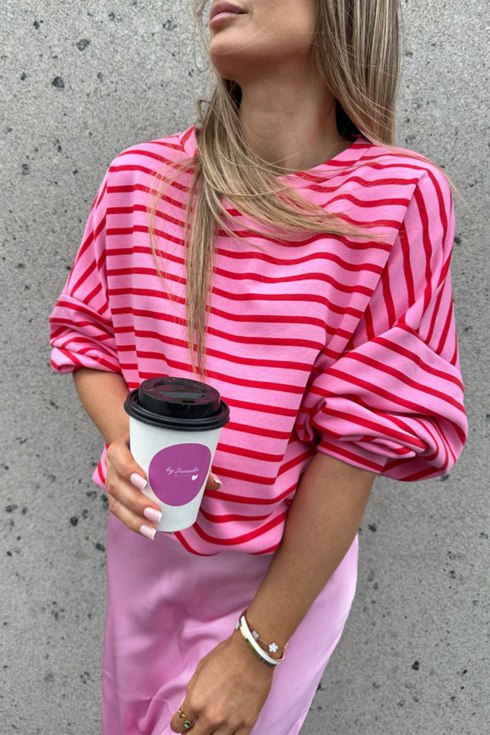 Striped Round Neck Long Sleeve Sweatshirt