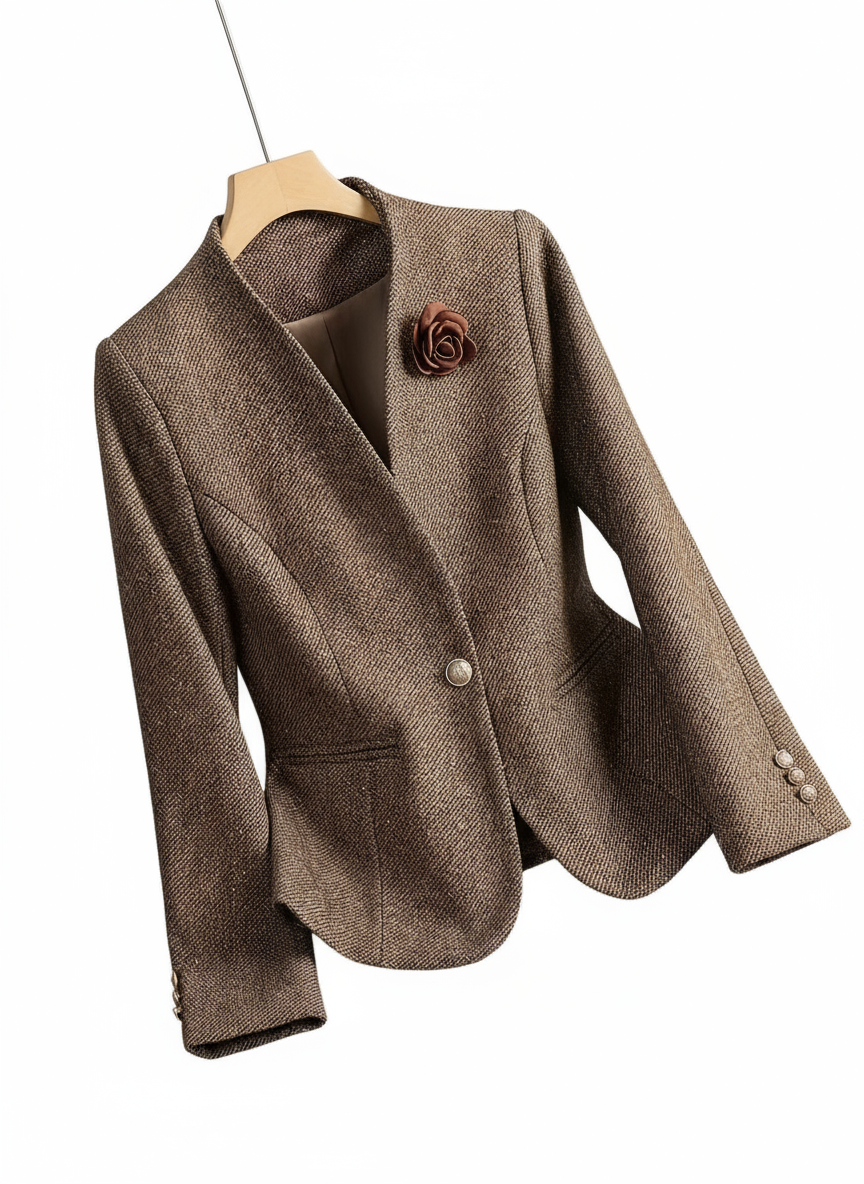 Flower One Button Long Sleeve Blazer