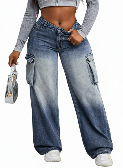Vintage Wide Leg Cargo Jeans