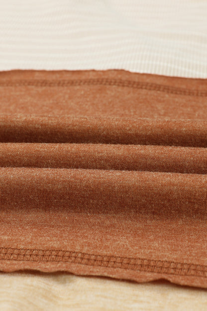 Langarm-Oberteil mit V-Ausschnitt und Farbblock