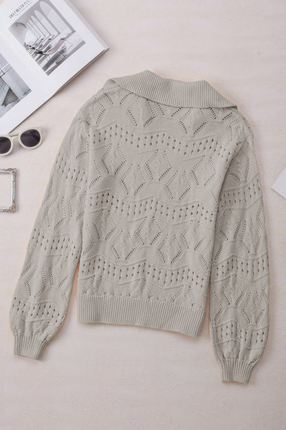 Pullover mit Johnny-Kragen und Hohlsaum