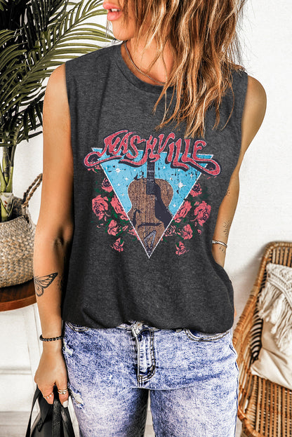 NASHVILLE Grafik-Tanktop mit Rundhalsausschnitt