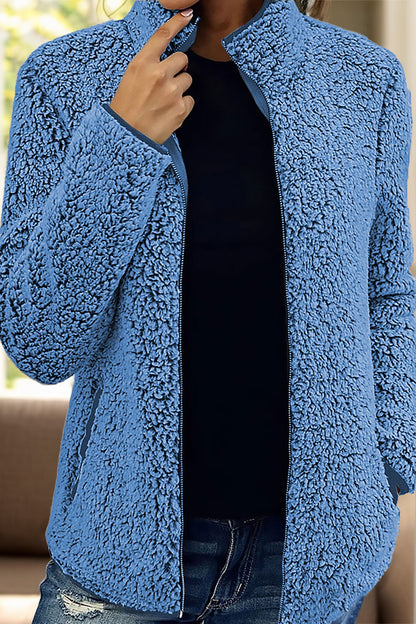 Rollkragenjacke mit Reißverschluss und Taschen