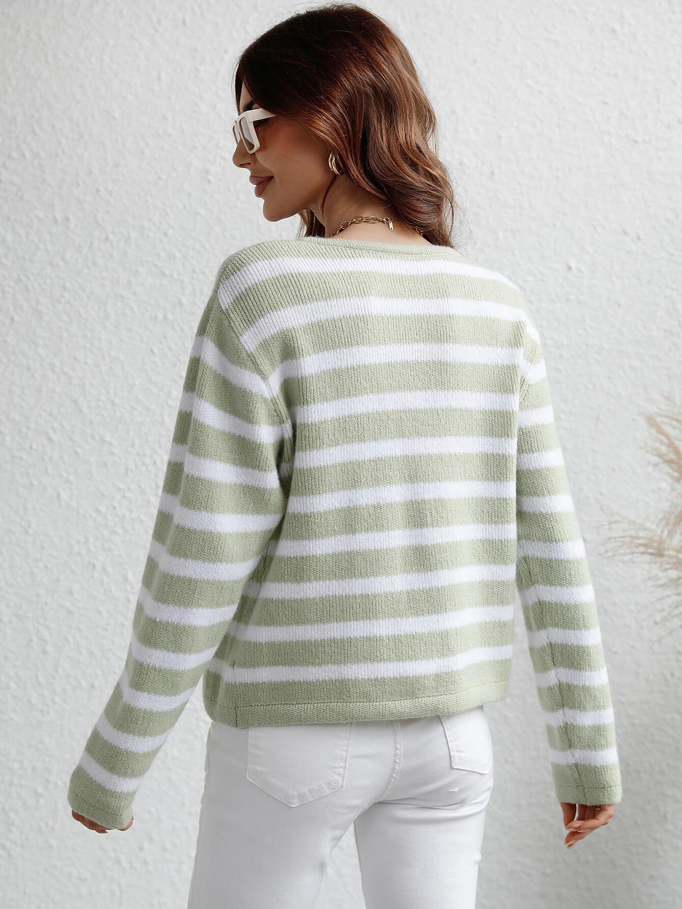 Gewebter Cardigan mit Streifen und Knopfleiste vorne