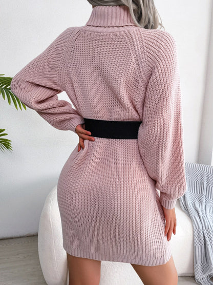 Rollkragenpulloverkleid mit dekorativen Knöpfen