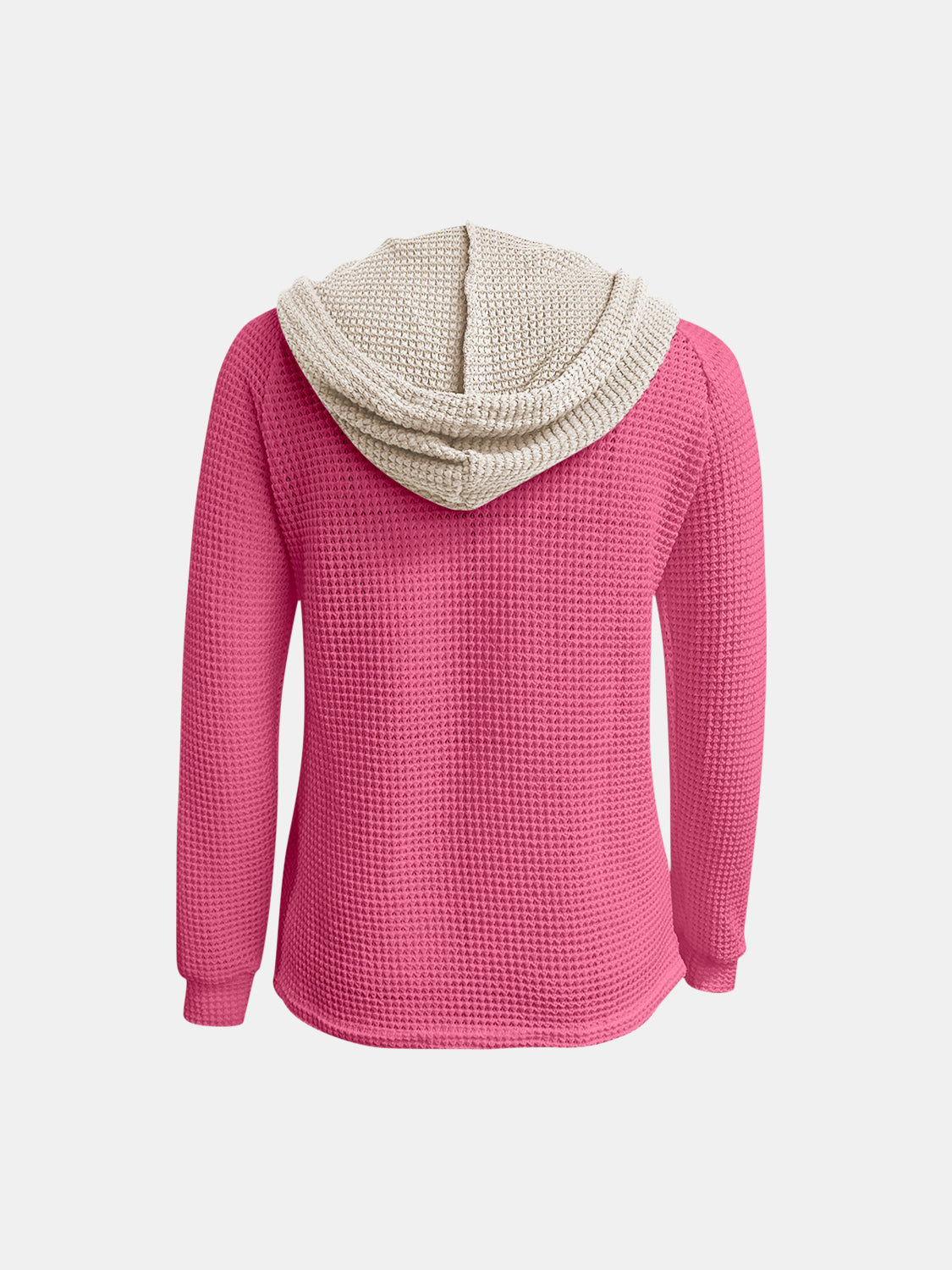 Kapuzenpullover mit langen Ärmeln und Waffelstrick in voller Größe und Kontrast