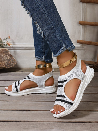 Peep-Toe-Sandalen aus Mesh mit Cut-outs