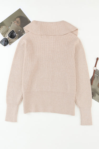 Langärmlige Strickjacke mit Reißverschluss