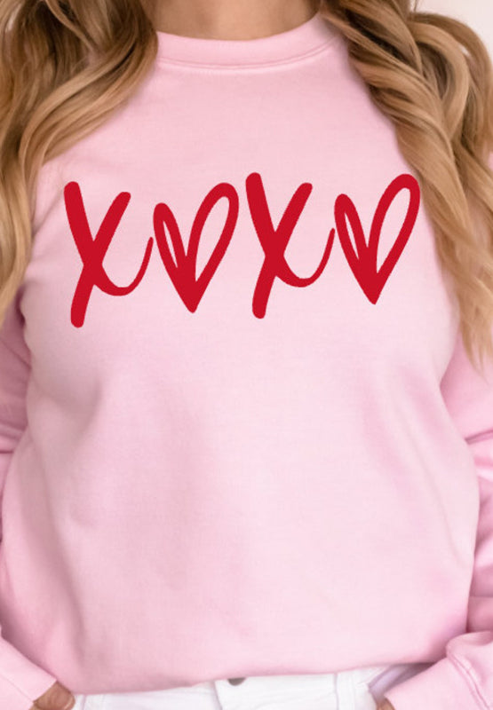 Valentinstag XOXO Sweatshirt mit Rundhalsausschnitt und überschnittenen Schultern