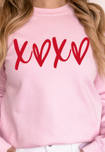Valentinstag XOXO Sweatshirt mit Rundhalsausschnitt und überschnittenen Schultern