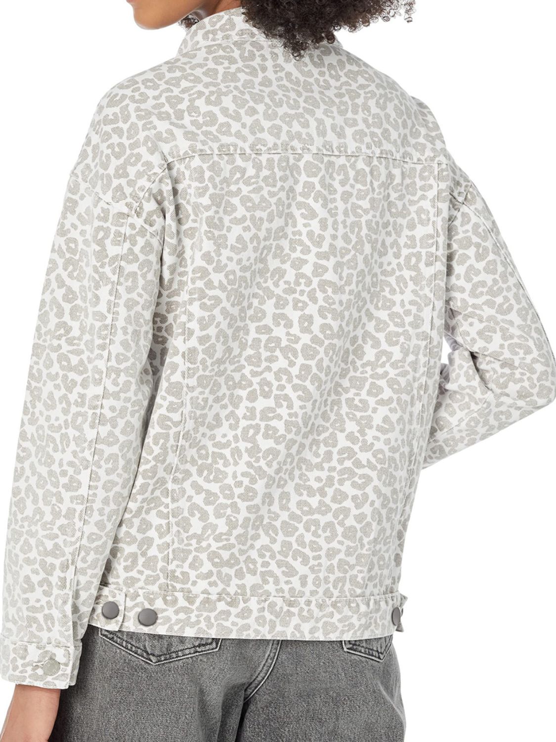Jeansjacke mit Leopardenmuster und langen Ärmeln