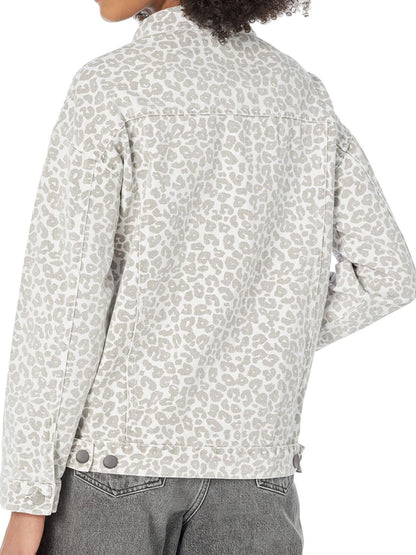 Jeansjacke mit Leopardenmuster und langen Ärmeln
