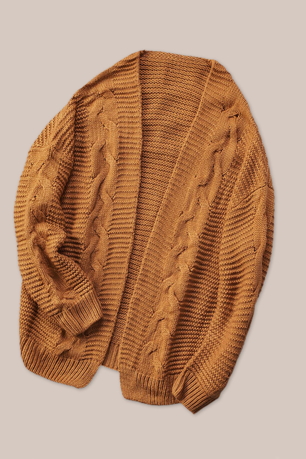 Strickjacke mit offener Vorderseite und Zopfmuster