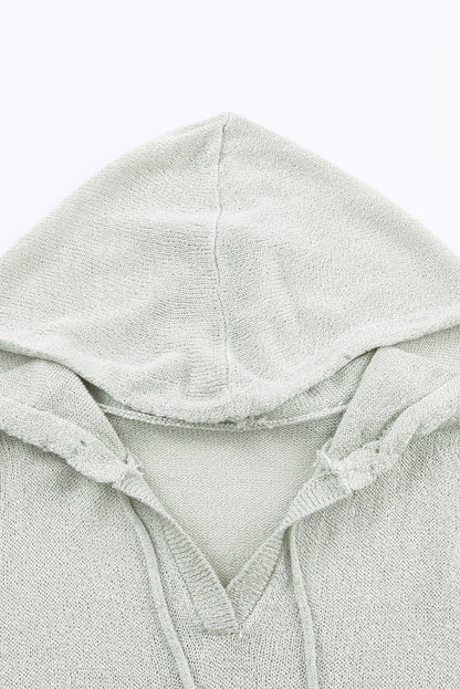 Langarm-Kapuzenpullover mit Farbblock und Kordelzug