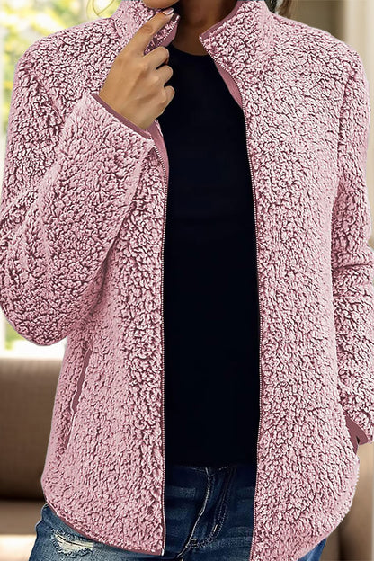 Rollkragenjacke mit Reißverschluss und Taschen