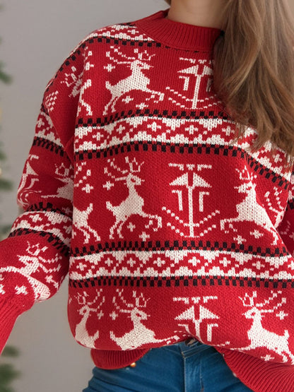 Weihnachtselement Rundhals Langarmpullover