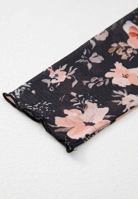 Langärmlige Bluse mit Rollkragen und Blumenmuster