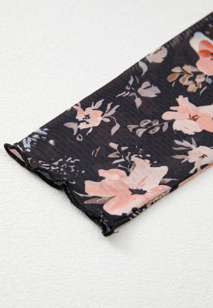 Langärmlige Bluse mit Rollkragen und Blumenmuster