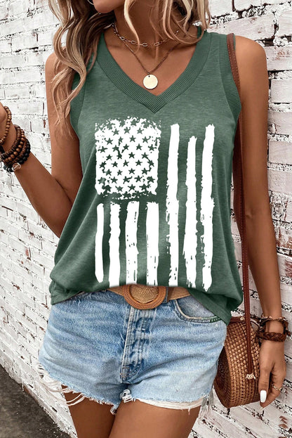 Tanktop mit V-Ausschnitt und US-Flagge