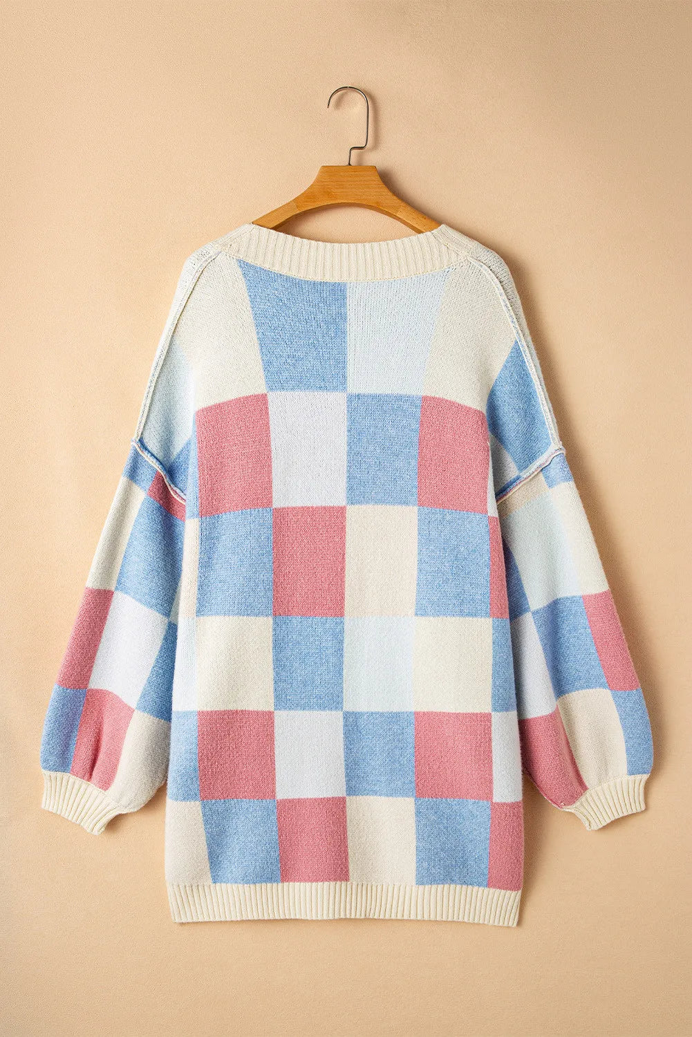 Strickjacke mit Farbblockdesign und offener Vorderseite und langen Ärmeln