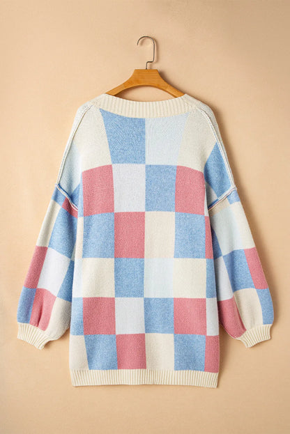 Strickjacke mit Farbblockdesign und offener Vorderseite und langen Ärmeln