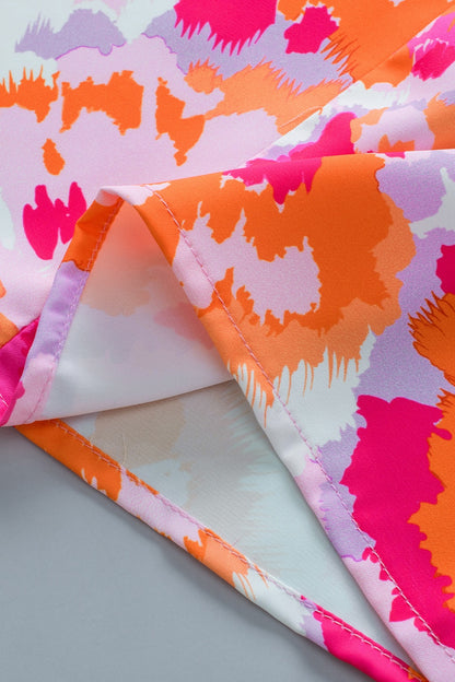 Bedruckte Kurzarmbluse mit V-Ausschnitt