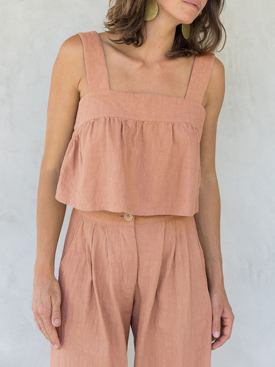 Set aus Oberteil und Hose mit eckigem Ausschnitt und breiten Trägern