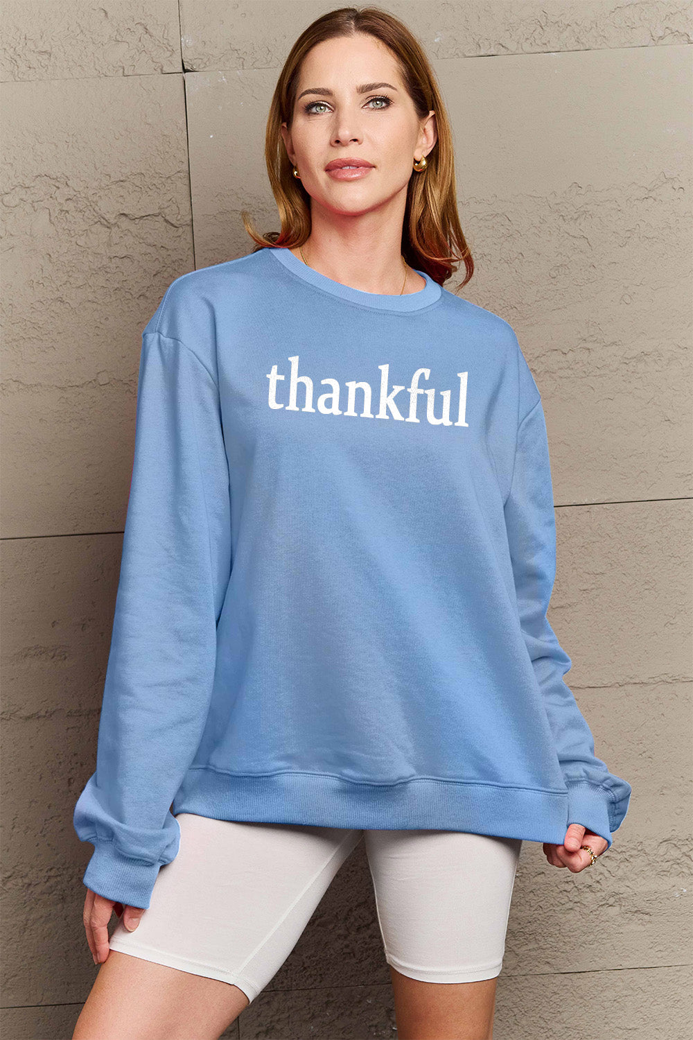 Simply Love – Sweatshirt mit THANKFUL-Grafik in voller Größe