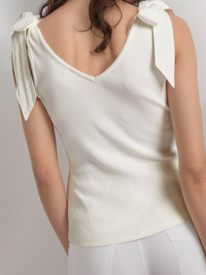 V-Neck Tie Shoulder Tank