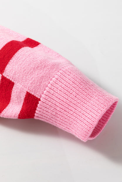 Gestreifter Pullover mit Rundhalsausschnitt und überschnittenen Schultern