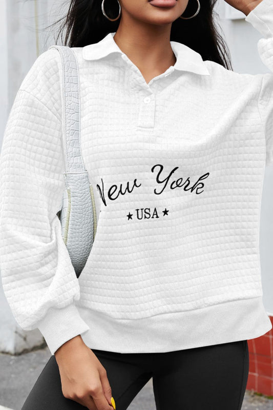 NEW YORK USA Langarm-Sweatshirt mit Knopfdetail