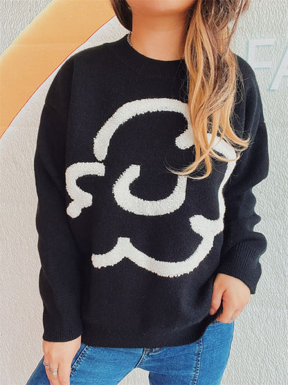 Pullover mit Rundhalsausschnitt und langen Ärmeln in Kontrastfarbe