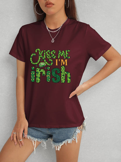 KISS ME I'M IRISH T-Shirt mit Rundhalsausschnitt