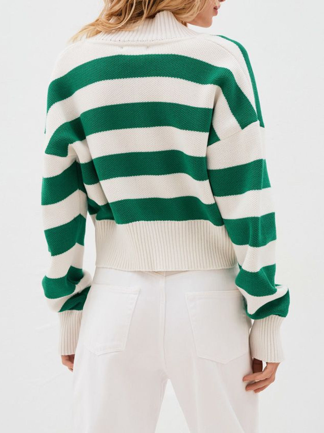 Gestreifter Cardigan mit Button-Down-Kragen und überschnittener Schulter