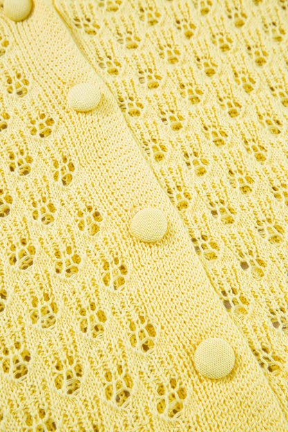 Durchbrochener Cardigan mit V-Ausschnitt und langen Ärmeln