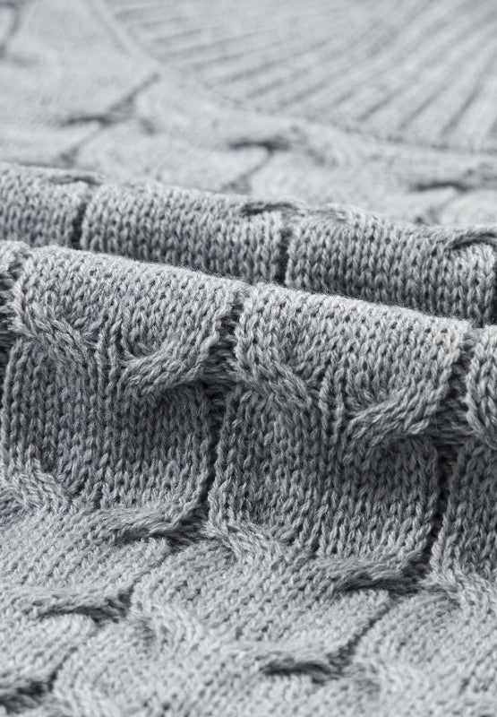 Kurzärmliger Rollkragenpullover mit Zopfmuster