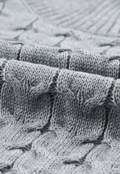 Kurzärmliger Rollkragenpullover mit Zopfmuster