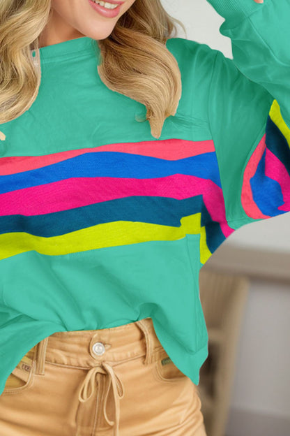 Langärmliges Oberteil mit Rundhalsausschnitt in Kontrastfarbe