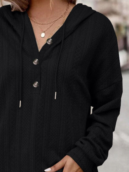 Kapuzenpullover mit überschnittenen Schultern und Kordelzug