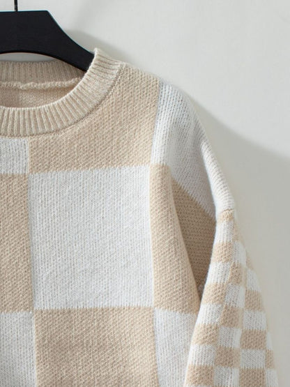 Pullover mit Rundhalsausschnitt und langen Ärmeln in Farbblock-Optik