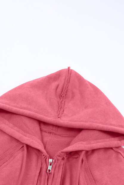 Kapuzenpullover mit Reißverschluss und Kordelzug und sichtbaren Nähten