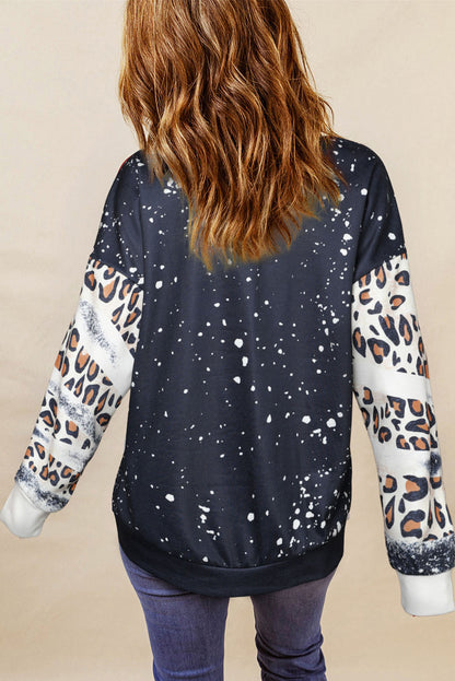 Sweatshirt mit Rundhalsausschnitt und langen Ärmeln und Leopardenmuster