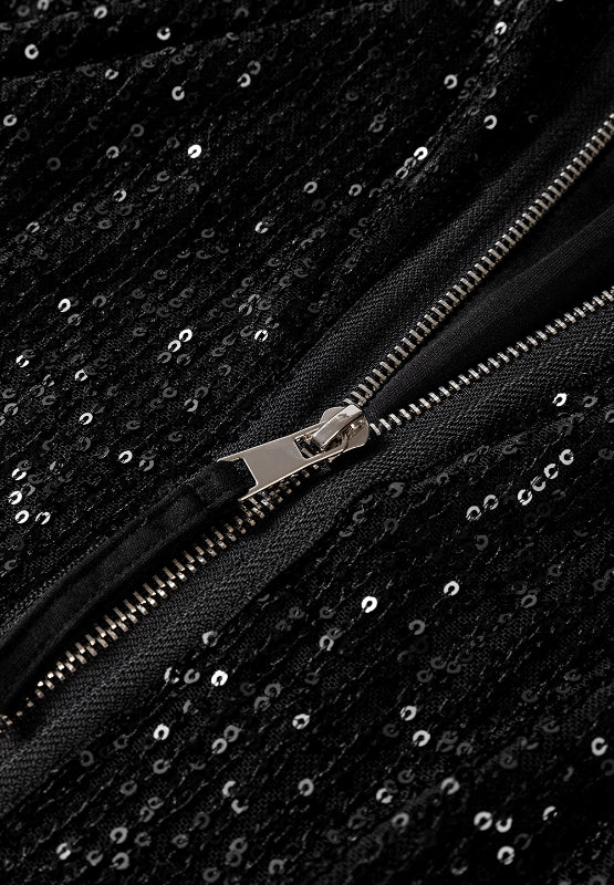 Langärmlige Jacke mit Pailletten und Reißverschluss