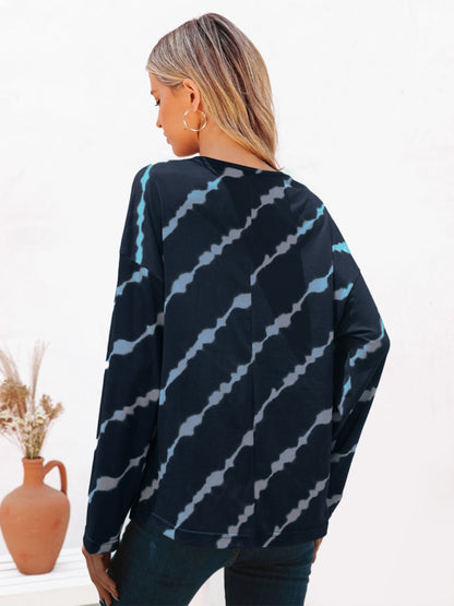 Gestreiftes Langarm-T-Shirt mit Rundhalsausschnitt