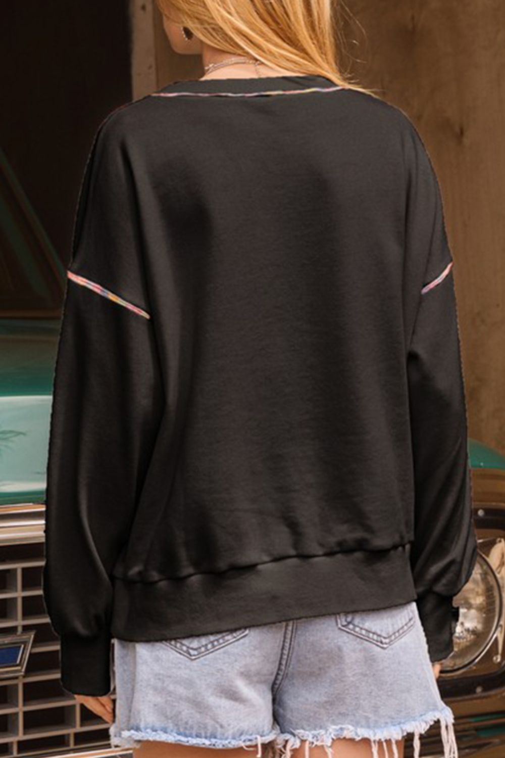 Pailletten-Kürbis-Sweatshirt mit Rundhalsausschnitt und langen Ärmeln