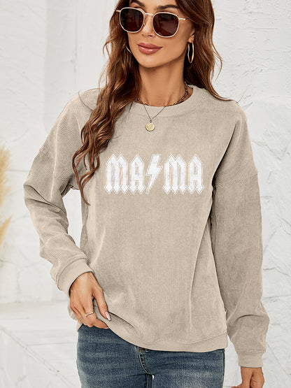 MAMA – Sweatshirt mit überschnittener Schulter und Grafik