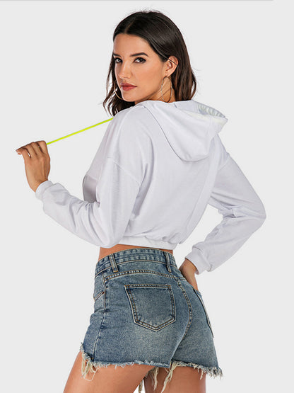 Perfee Kapuzenpullover mit Kordelzug und Buchstaben-Print